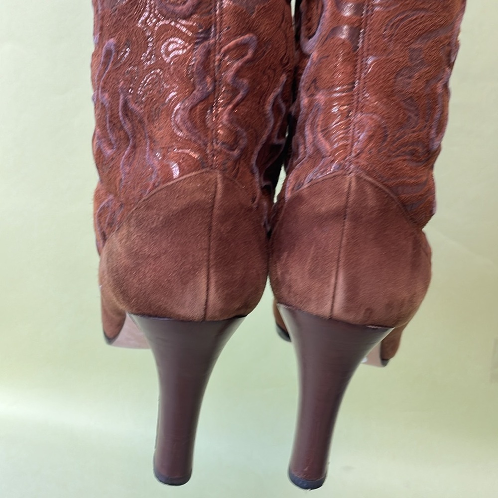 Vintage orange/brown Manolo Blahnik over the knee leather boots in original box - Picture 16 of 17